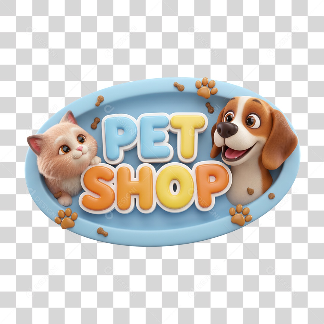 Selo 3D Pet Shop PNG Transparente