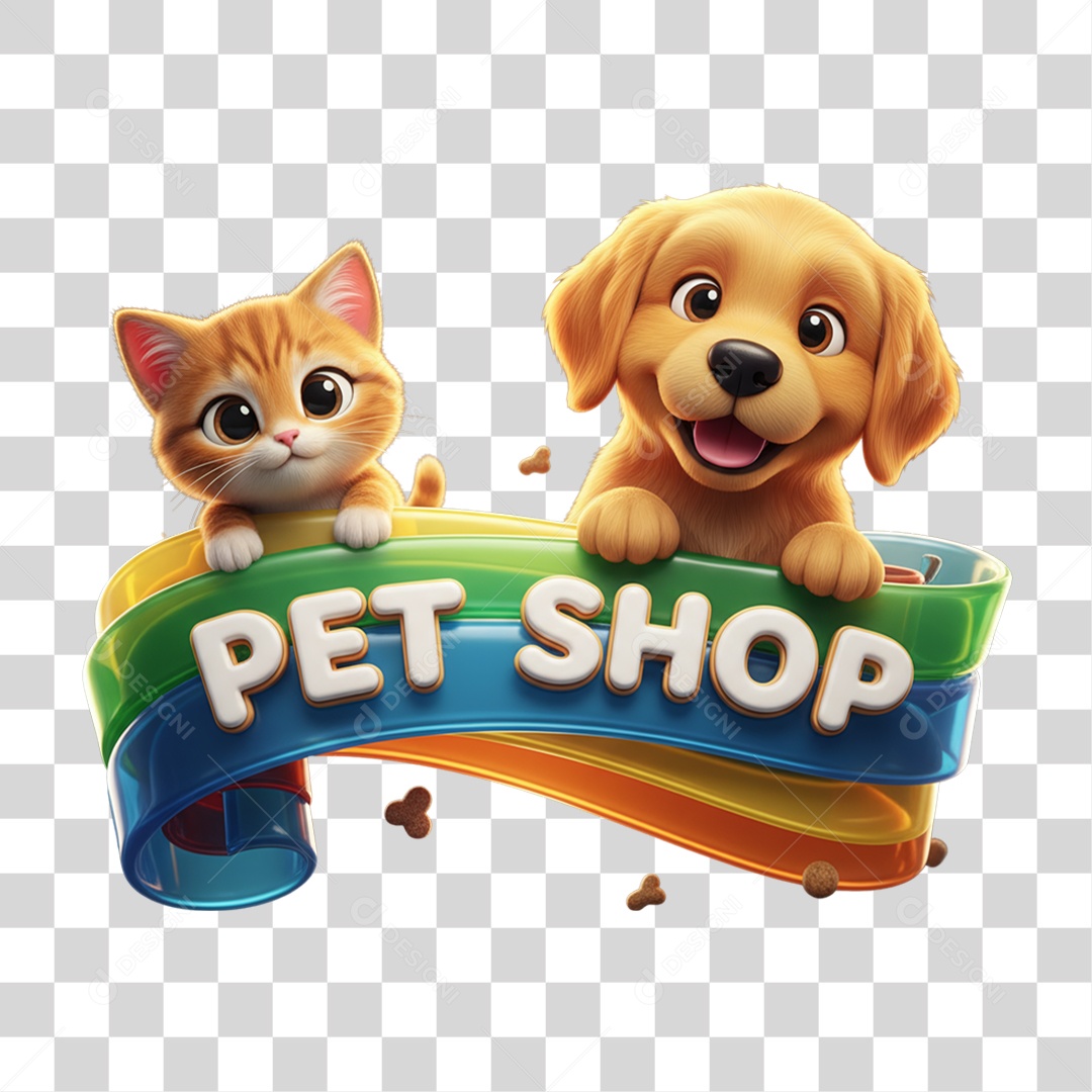 Selo 3D Pet Shop PNG Transparente