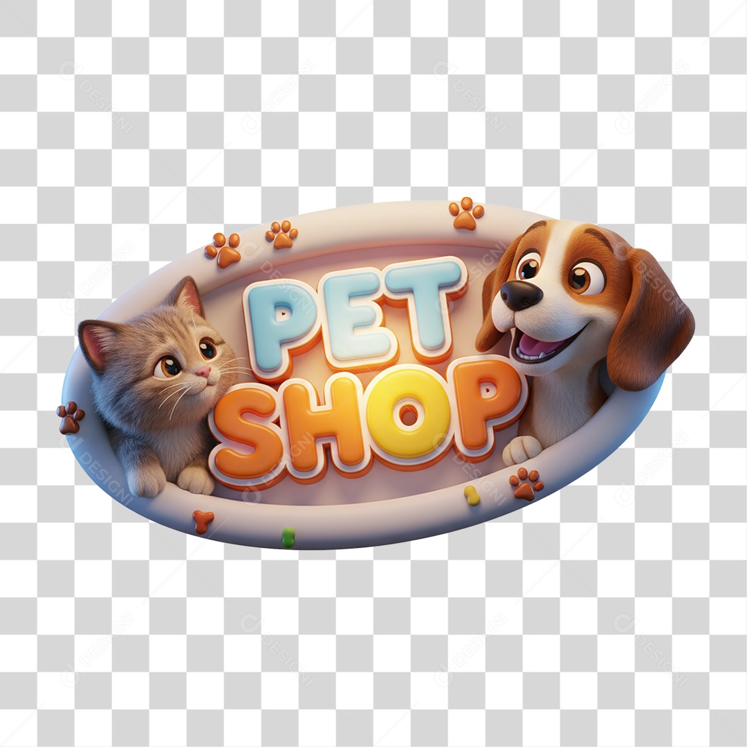 Selo 3D Pet Shop PNG Transparente