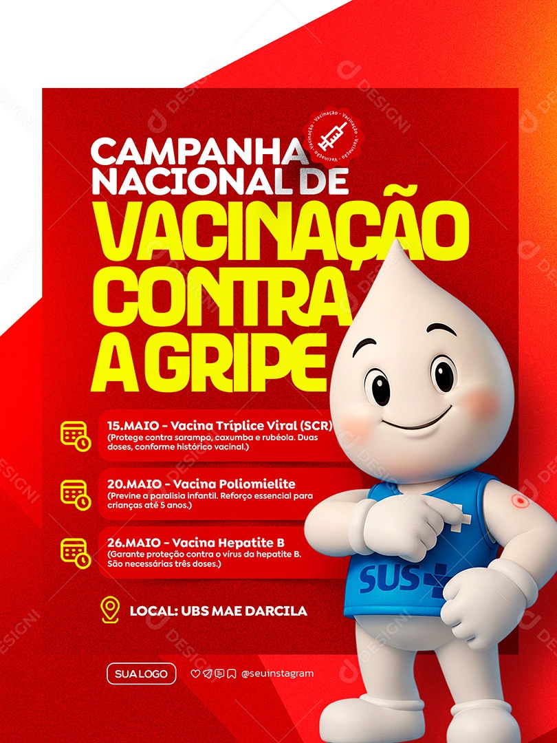 Campanha Nacional De Vacinação Contra A Gripe Social Media PSD Editável
