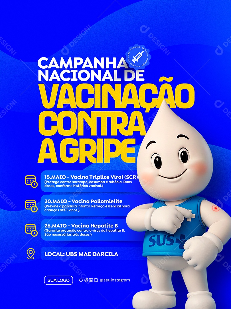 Campanha Nacional De Vacinação Contra A Gripe Social Media PSD Editável