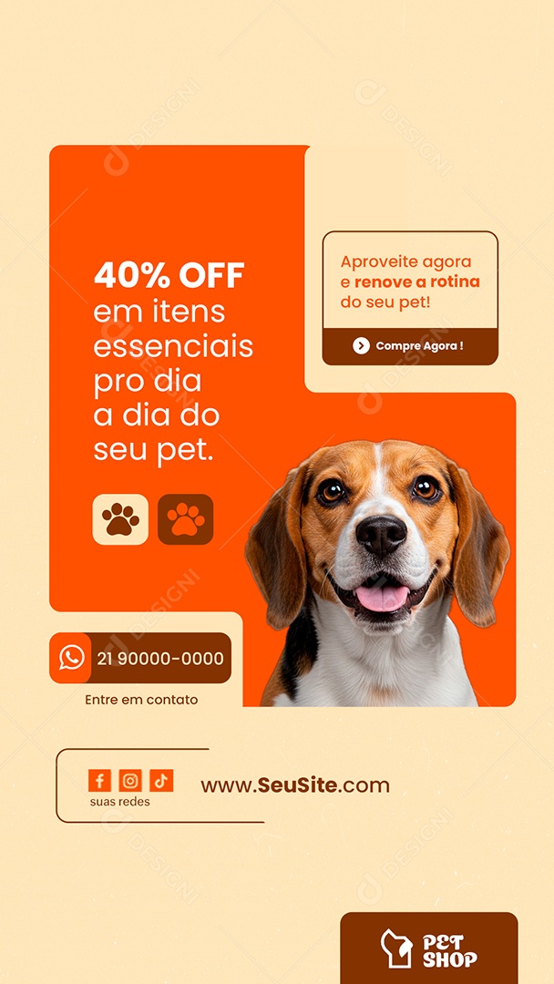 Story Petshop Itens Essenciais Pro Dia a Dia do Seu Pet Social Media PSD Editável