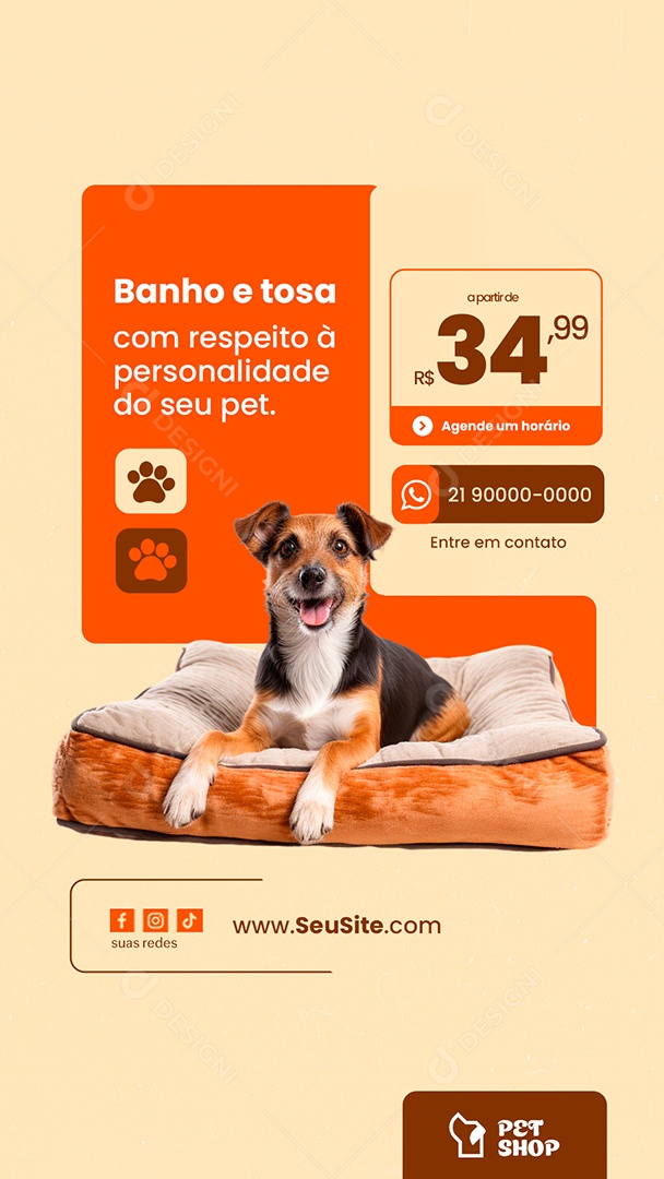 Story Petshop Banho e Tosa Agende um Horário Social Media PSD Editável