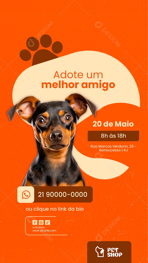 Story Petshop Adote um Melhor Amigo Social Media PSD Editável