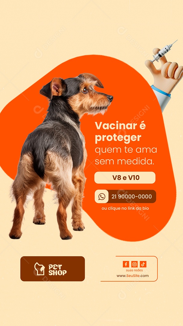 Story Petshop Vacinar é Proteger Social Media PSD Editável