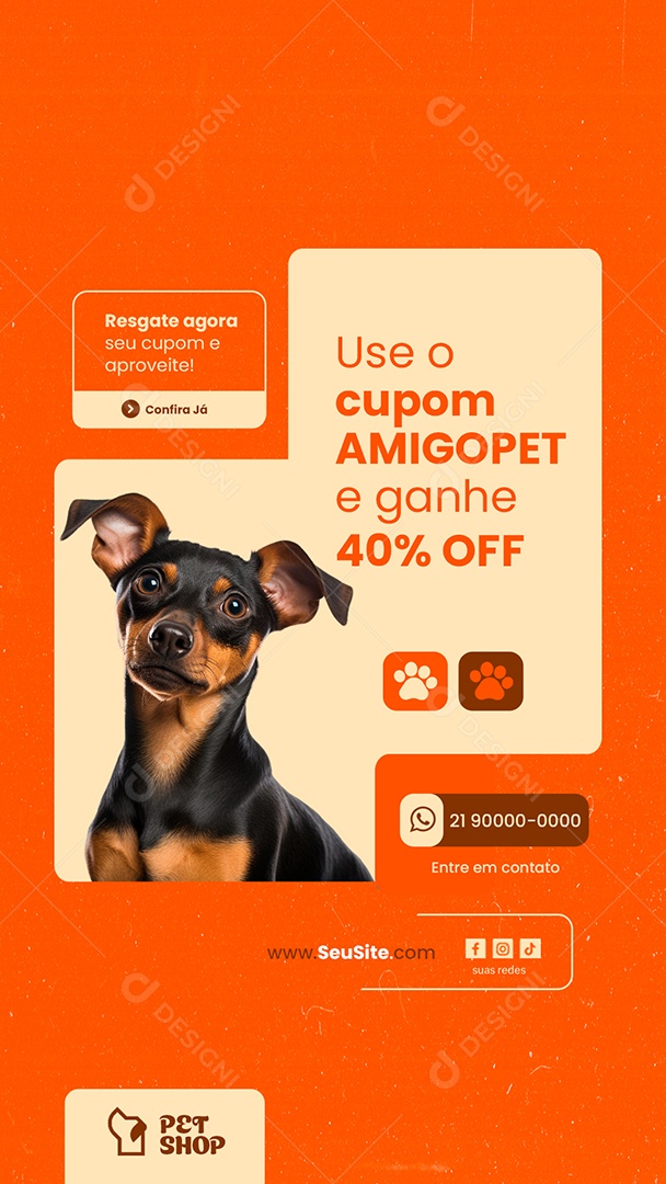 Story Petshop Use o Cupom Social Media PSD Editável