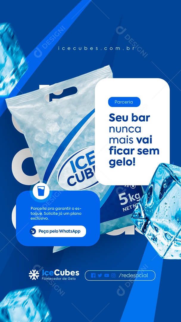 Story Seu Bar Nunca Mais Vai Ficar Sem Gelo Social Media PSD Editável