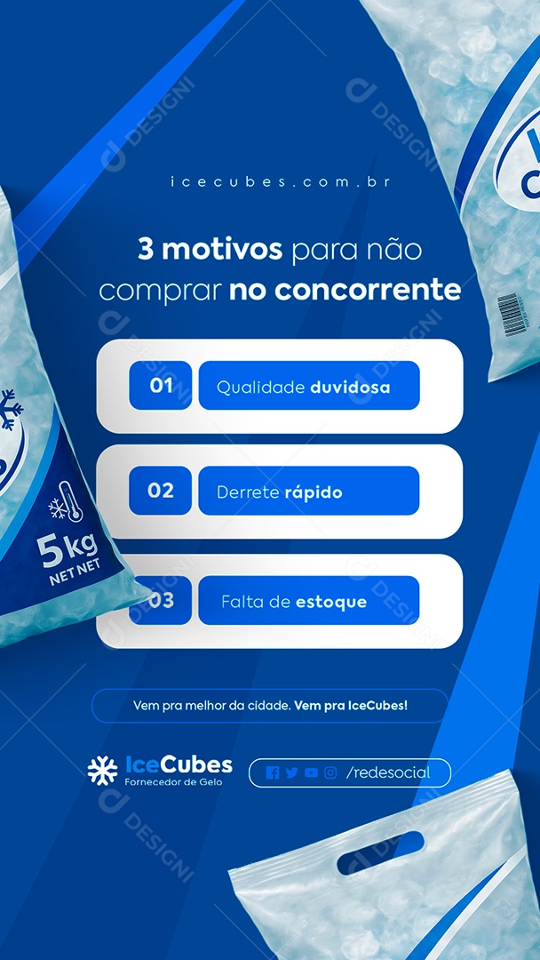 Story Gelo Três Motivos para Não Comprar no Concorrente Social Media PSD Editável