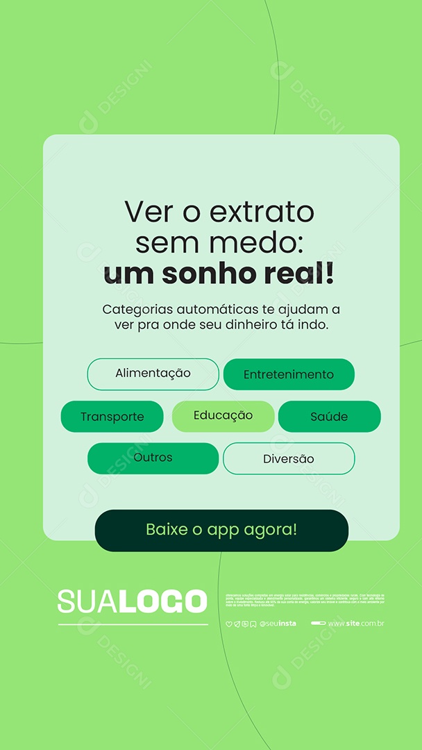 Story Banco Digital Ver o Extrato Sem Medo Social Media PSD Editável