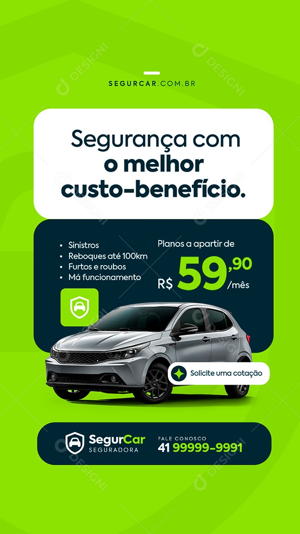 Story Seguro Segurança com o Melhor Custo Benefício Social Media PSD Editável