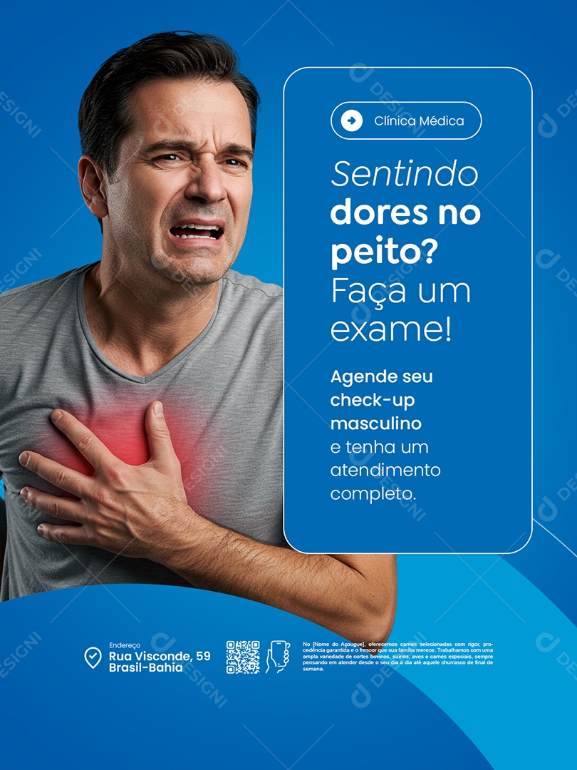 Clínica Médica Sentindo Dores no Peito Social Media PSD Editável