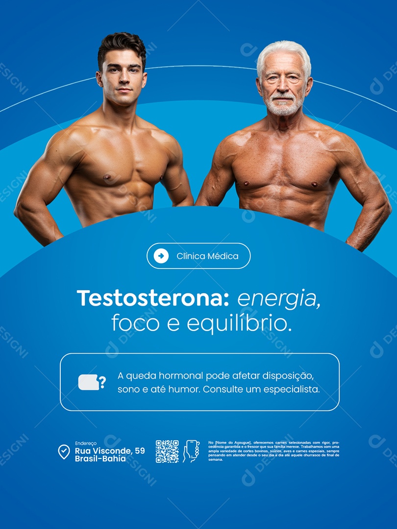 Clínica Médica Testosterona Energia Foco e Equilíbrio Social Media PSD Editável