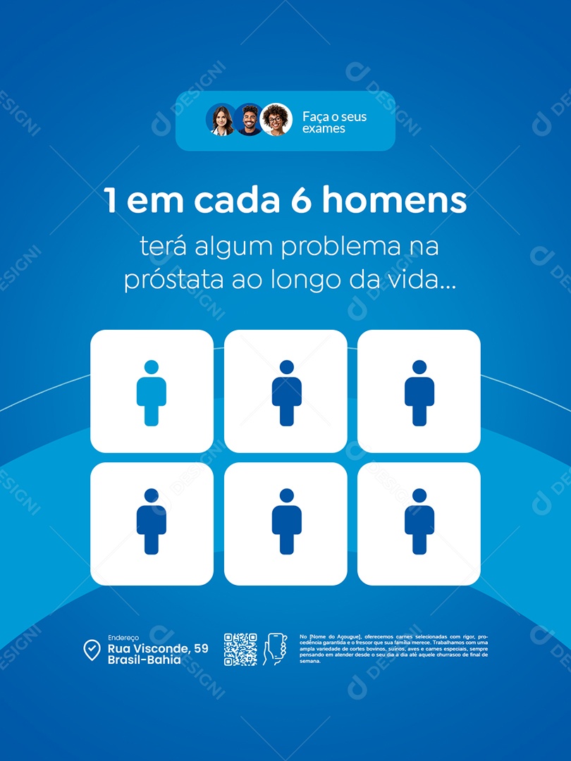Clínica Médica Um em Cada Seis Homens Terá Algum Problema na Próstata Social Media PSD Editável