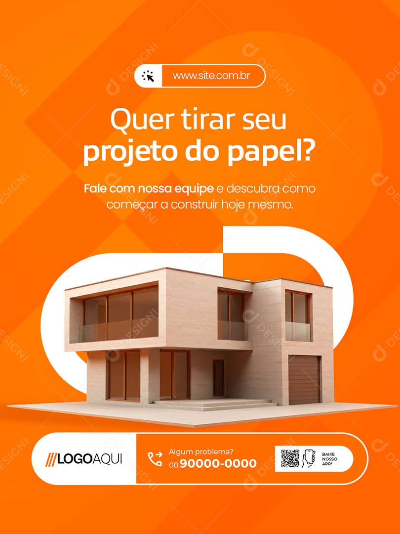 Construtora Quer Tirar seu Projeto do Papel Social Media PSD Editável