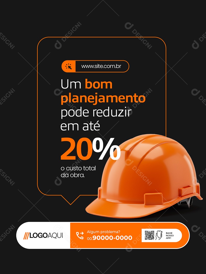 Construtora Um Bom Planejamento Pode Reduzir em Até 20% Social Media PSD Editável