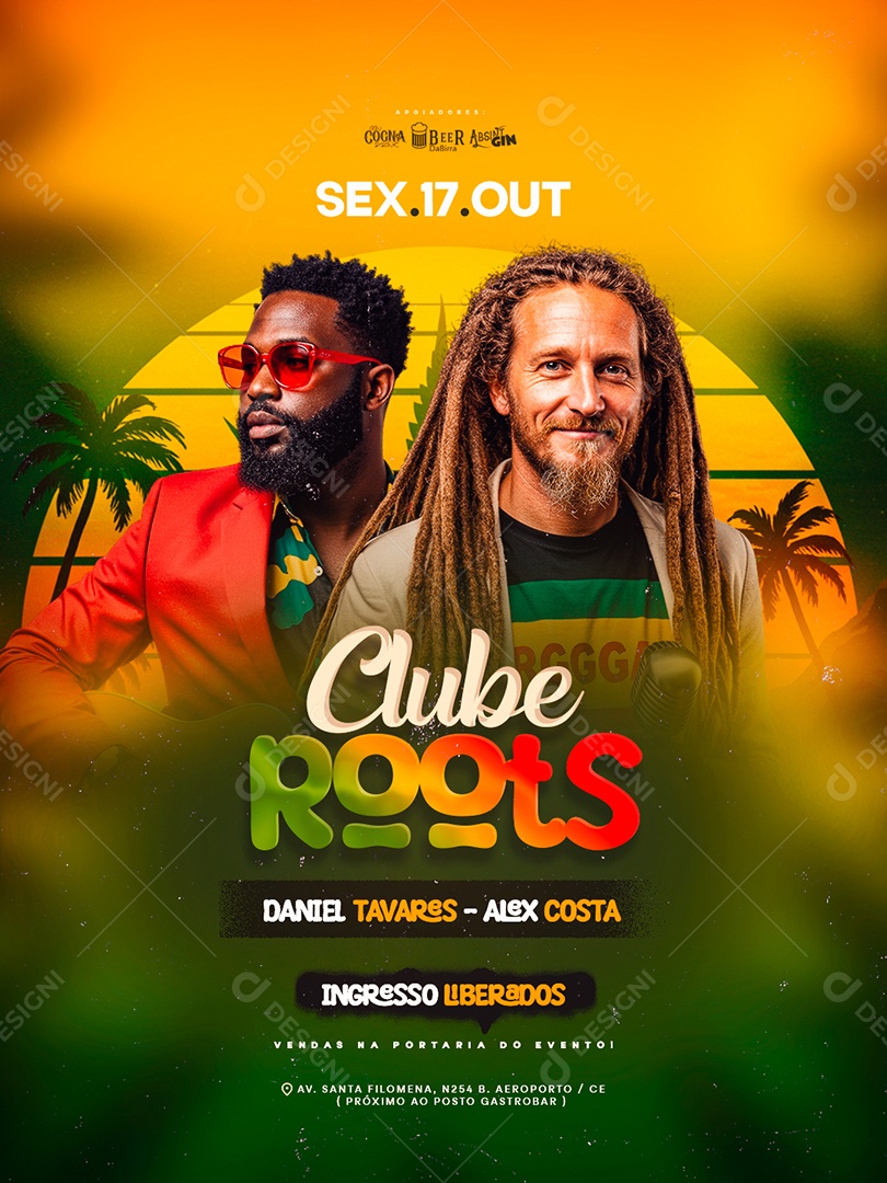 Flyer Clube Roots Ingresso Liberados Social Media PSD Editável