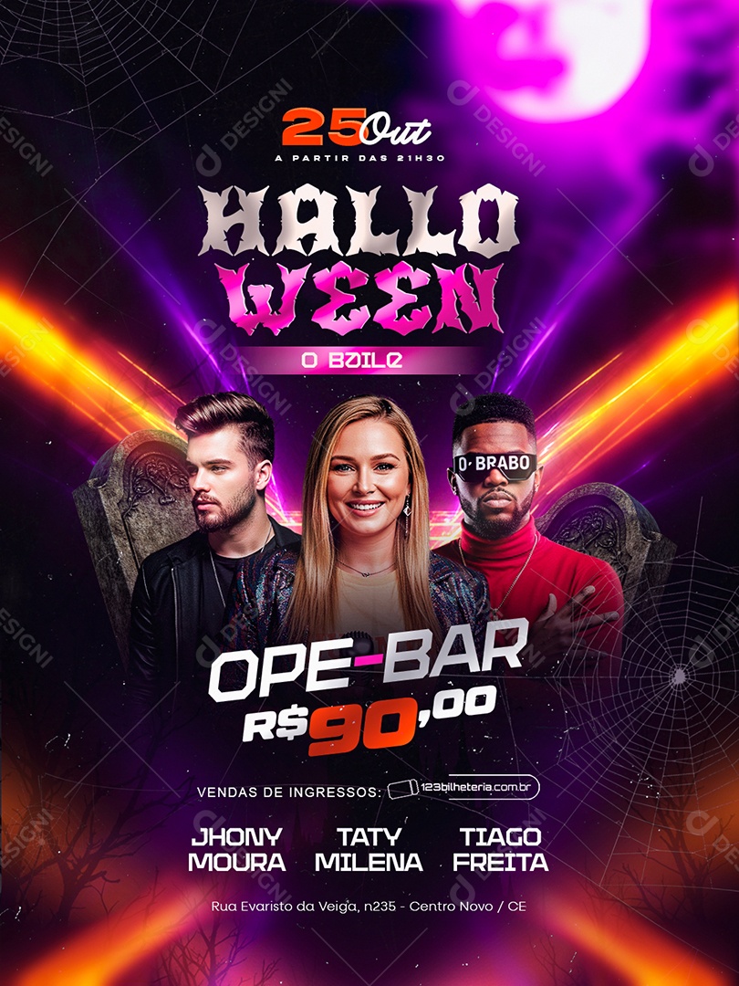 Flyer Halloween O Baile Ope Bar Social Media PSD Editável