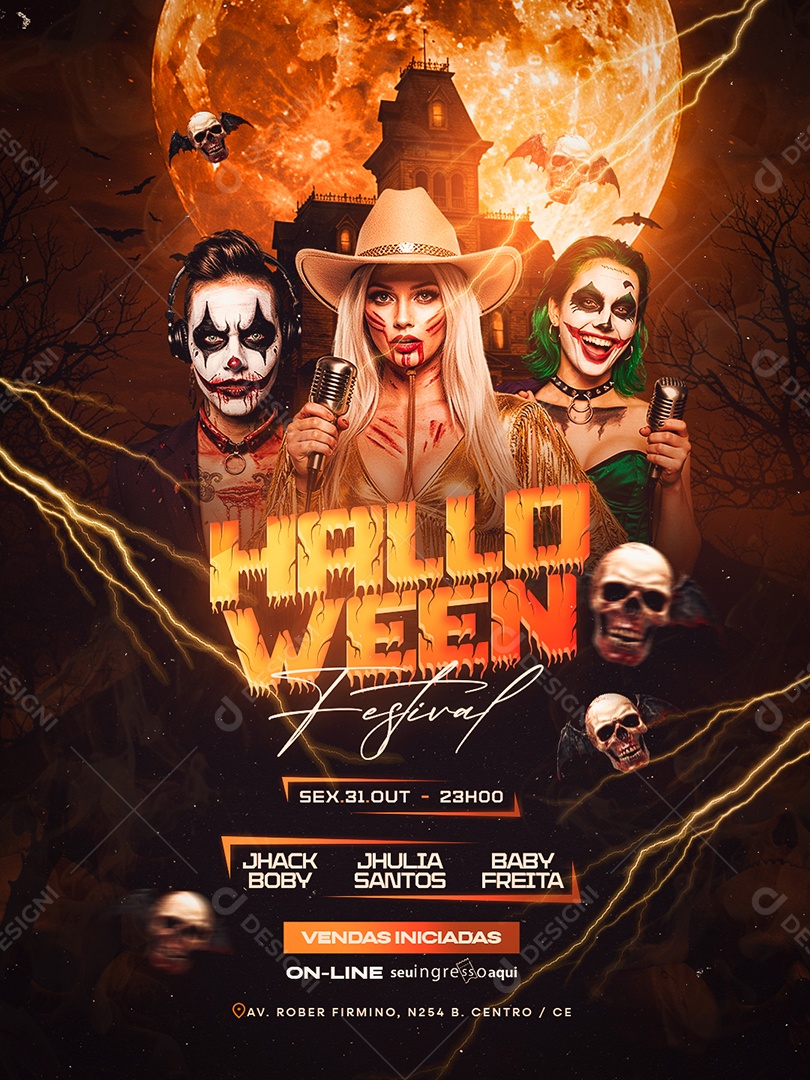 Flyer Halloween Festival Social Media PSD Editável
