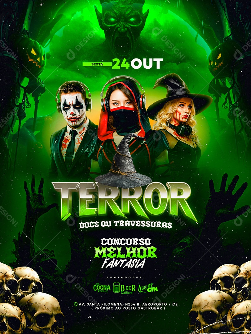 Flyer Terror Doce ou Travessuras Social Media PSD Editável