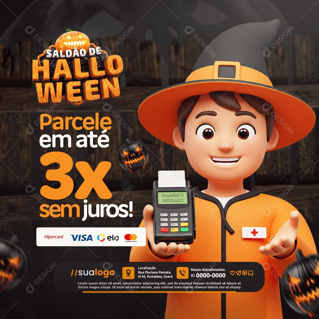 Farmácia Saldão de Halloween Parcele em Até 3x Sem Juros Social Media PSD Editável