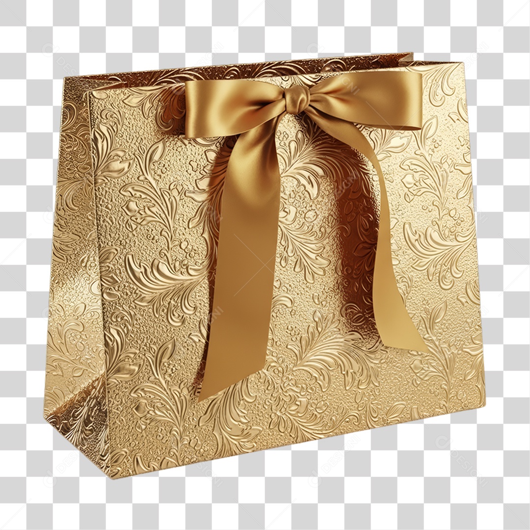 Sacola Dourada para Decoração de Ano Novo PNG Transparente