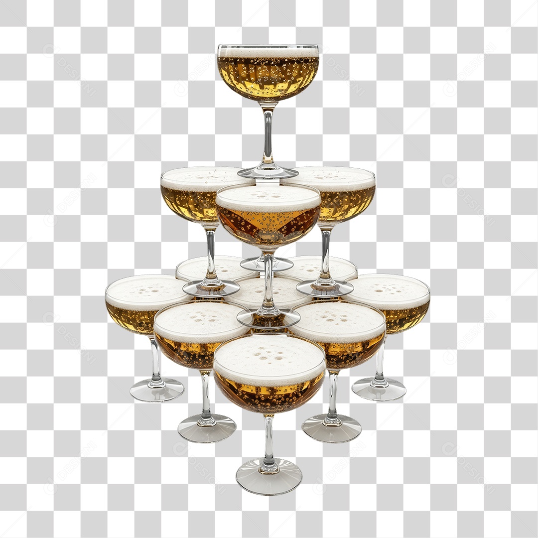 Taças com Bebidas para Decoração de Ano Novo PNG Transparente