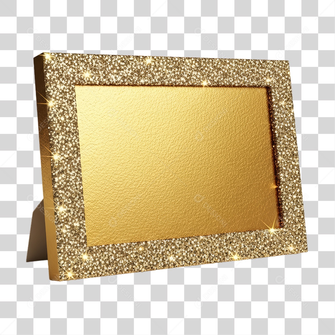 Quadro Dourado para Decoração de Ano Novo PNG Transparente