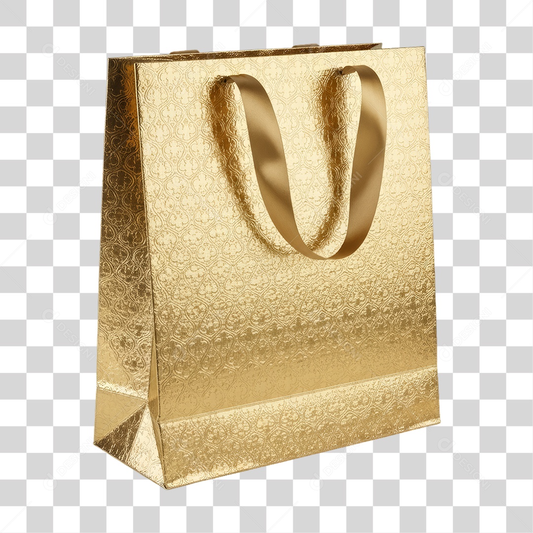 Sacola de Presente Dourada para Decoração de Ano Novo PNG Transparente