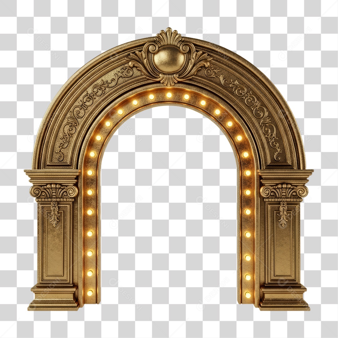 Portal Dourado para Decoração de Ano Novo PNG Transparente