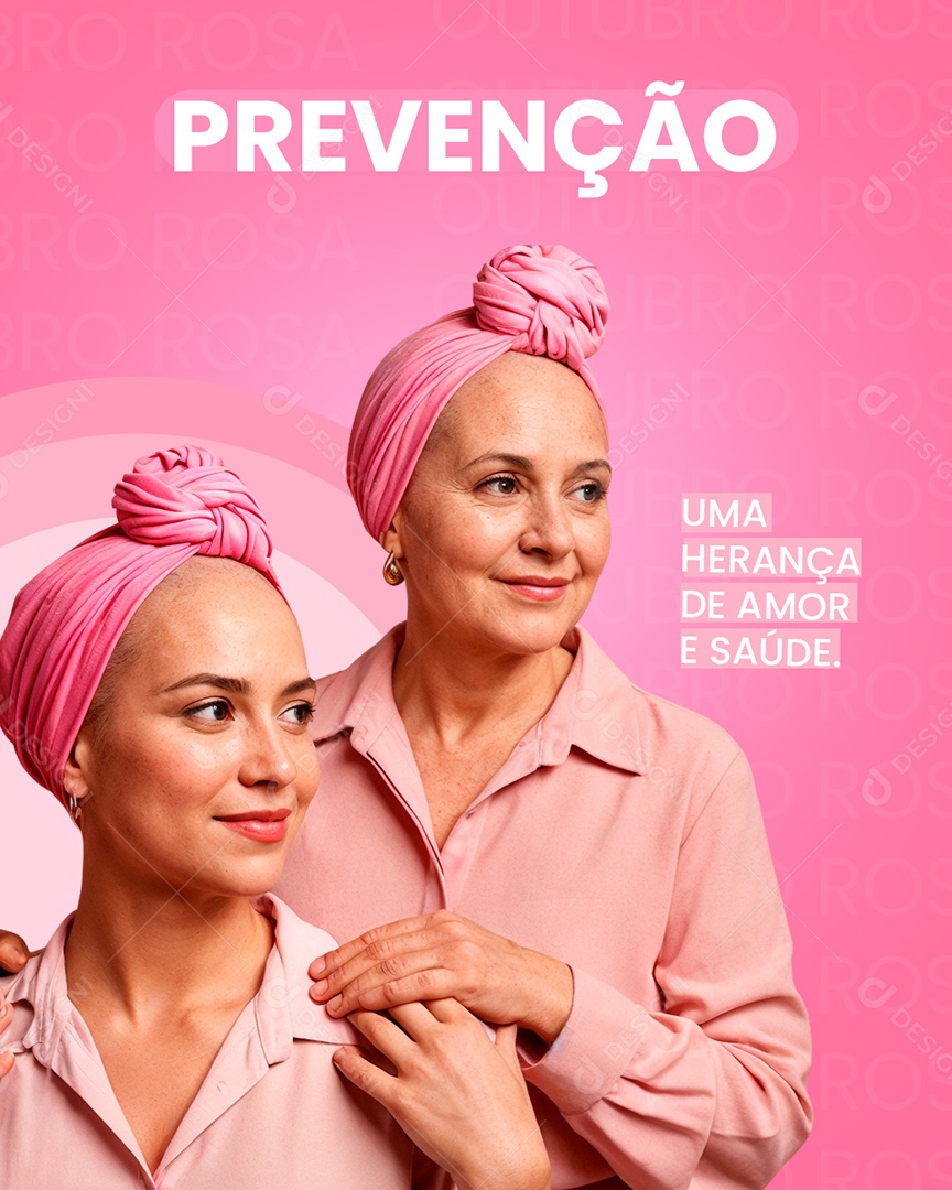 Outubro Rosa Prevenção uma Herança de Amor e Saúde Social Media PSD Editável