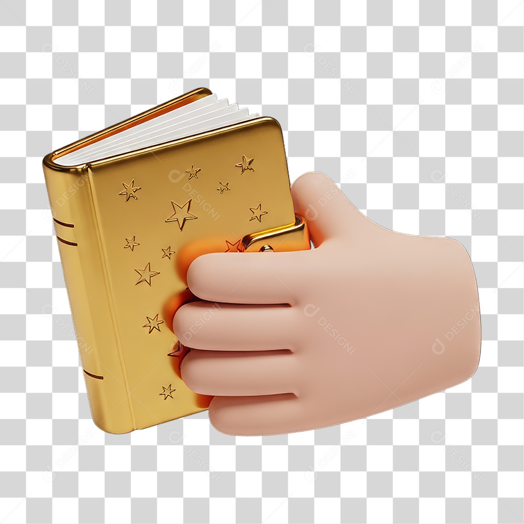 Mão com Agenda Dourada PNG Transparente