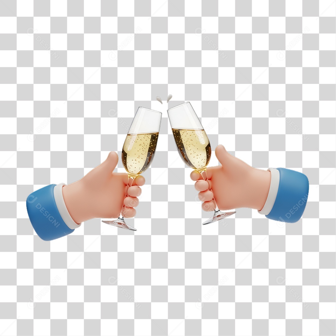 Mãos Segurando Taças de Champanhe Festa de Ano Novo PNG Transparente