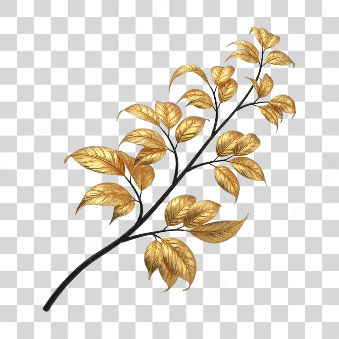 Galho Dourado Enfeite para Decoração de Festa Ano Novo PNG Transparente