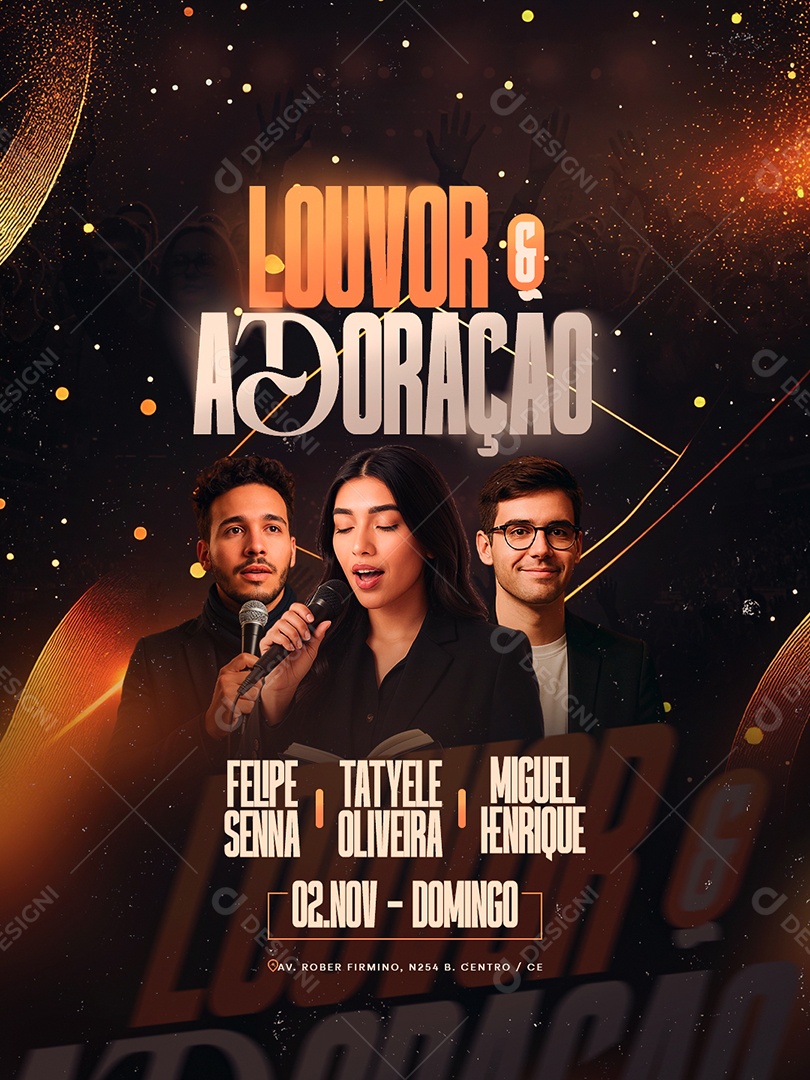 Flyer Gospel Louvor e Adoração Social Media PSD Editável
