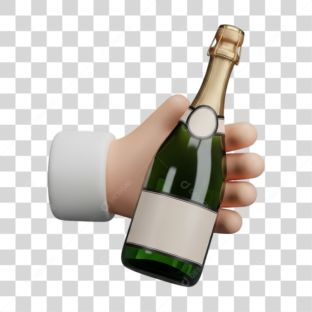 Mão Segurando Garrafa de Champanhe PNG Transparente