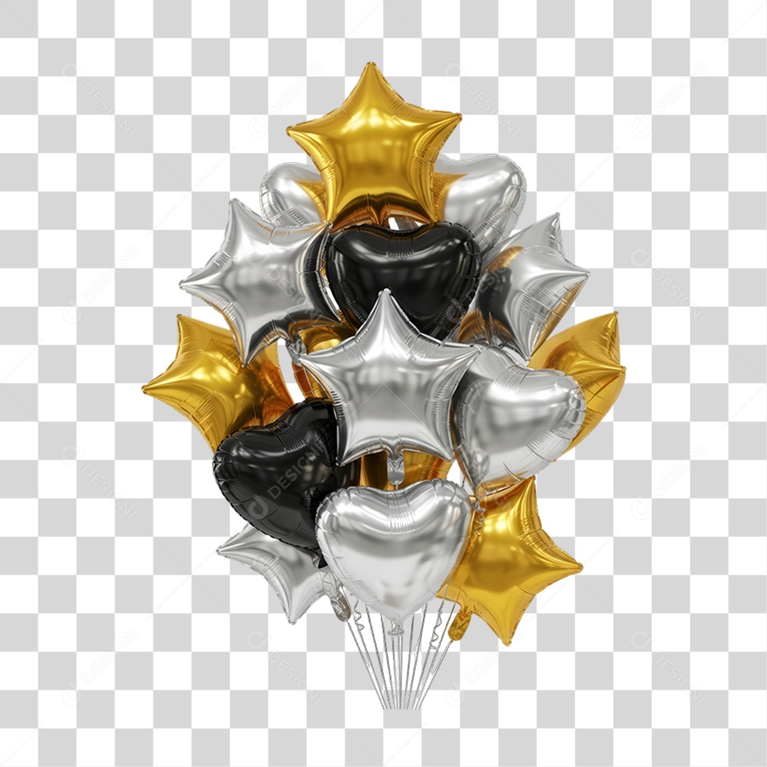 Balões para Decoração Festa de Ano Novo PNG Transparente