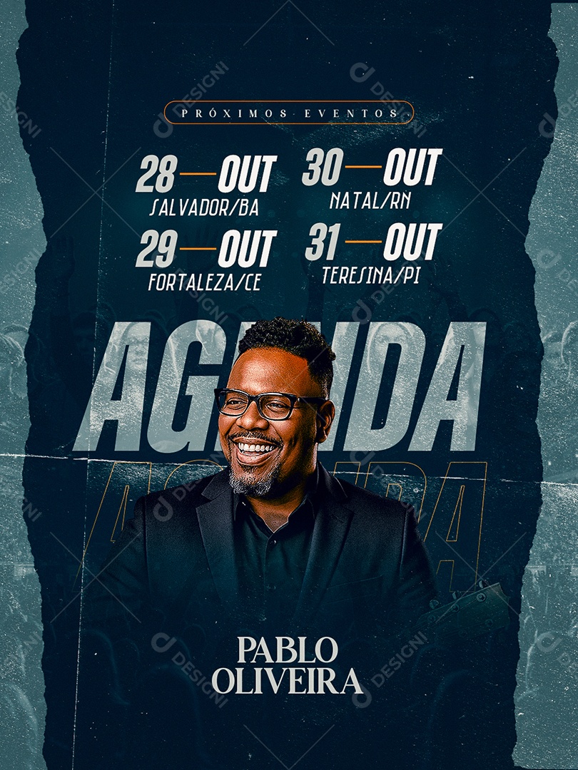 Flyer Gospel Agenda Pablo Oliveira Social Media PSD Editável