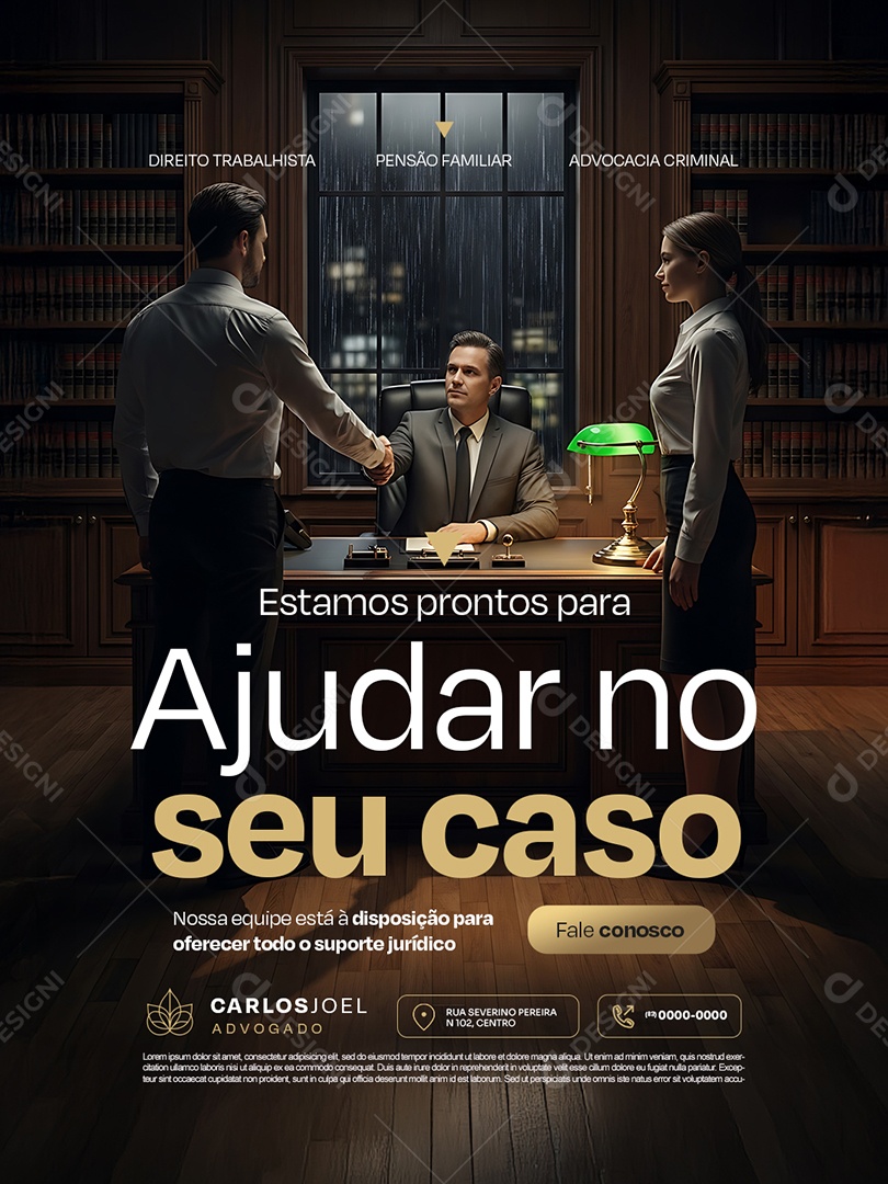 Advocacia Estamos Prontos para Ajudar no Seu Caso Social Media PSD Editável