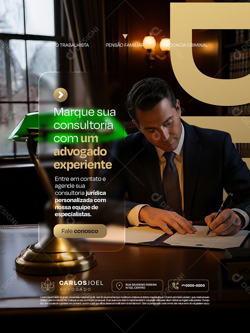 Advocacia Marque sua Consultoria com Um Advogado Experiente Social Media PSD Editável