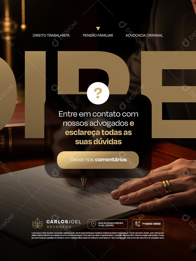 Advocacia Entre em Contato com Nossos Advogados Social Media PSD Editável