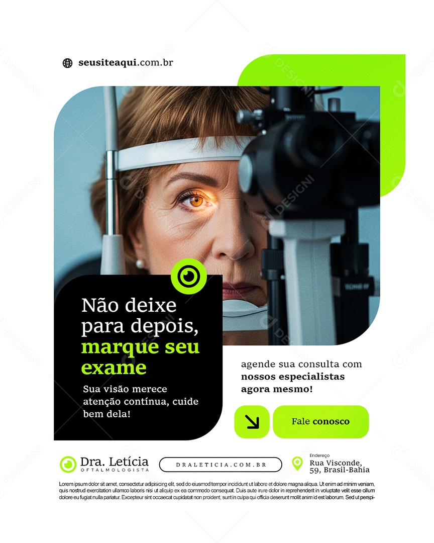 Clínica Oftalmologista Não Deixe para Depois Marque seu Exame Social Media PSD Editável