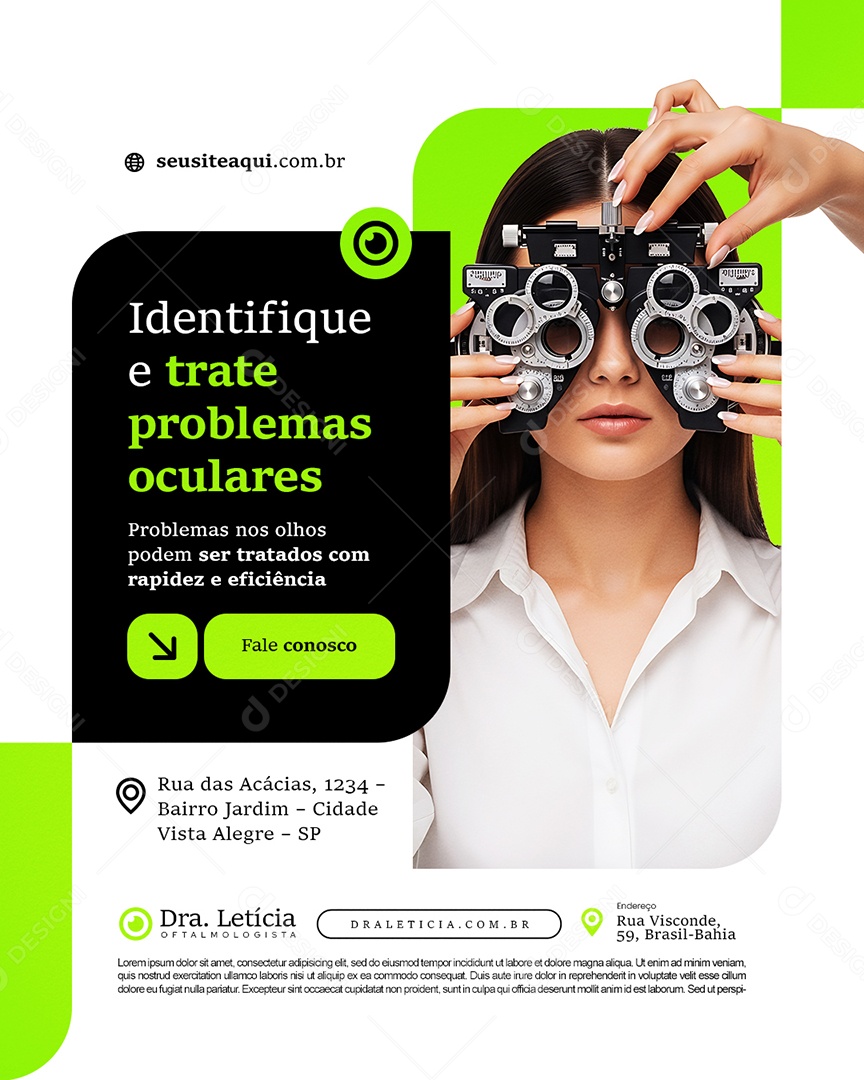 Clínica Oftalmologista Identifique e Trate Problemas Oculares Social Media PSD Editável
