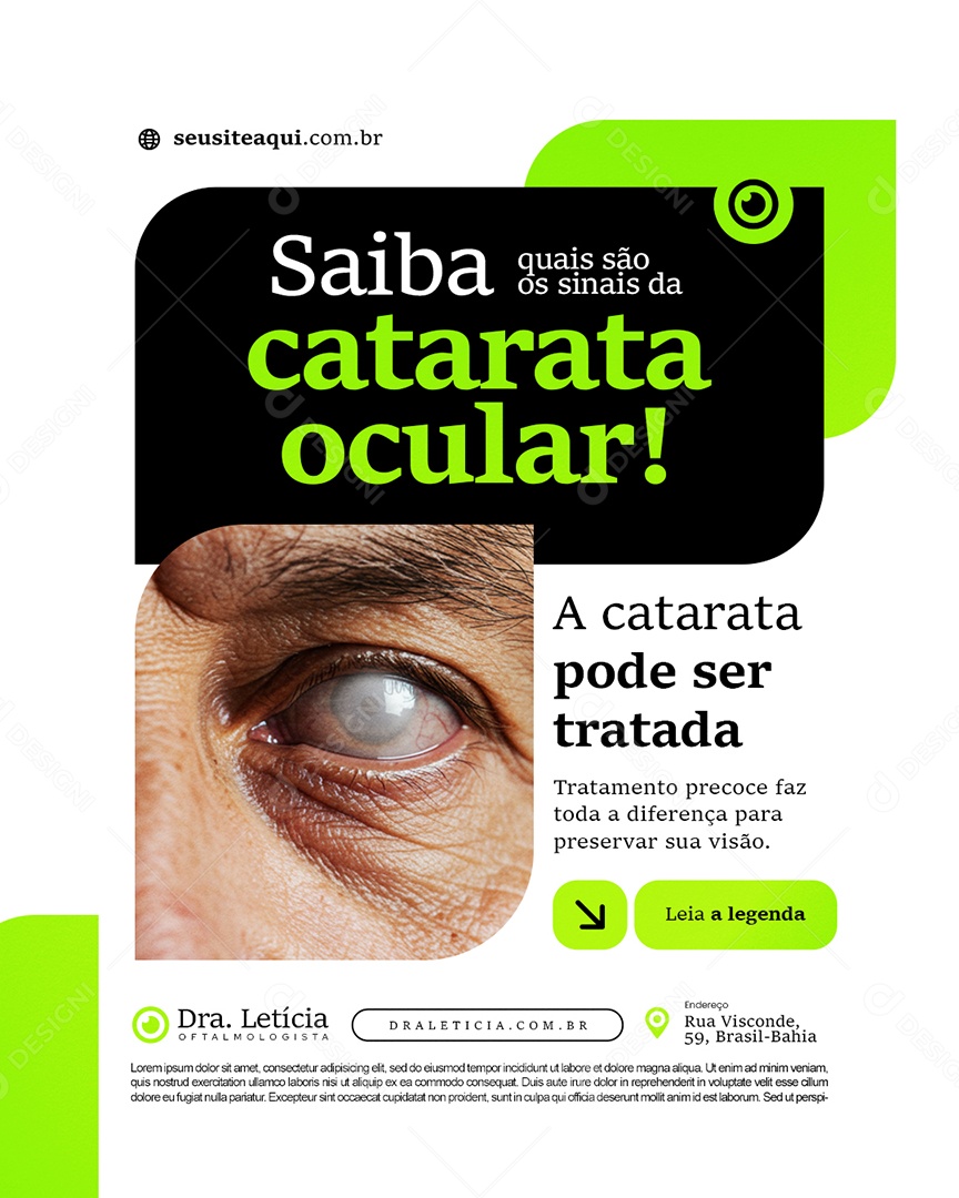 Clínica Oftalmologista Saiba Quais São os Sinais da Catarata Ocular Social Media PSD Editável