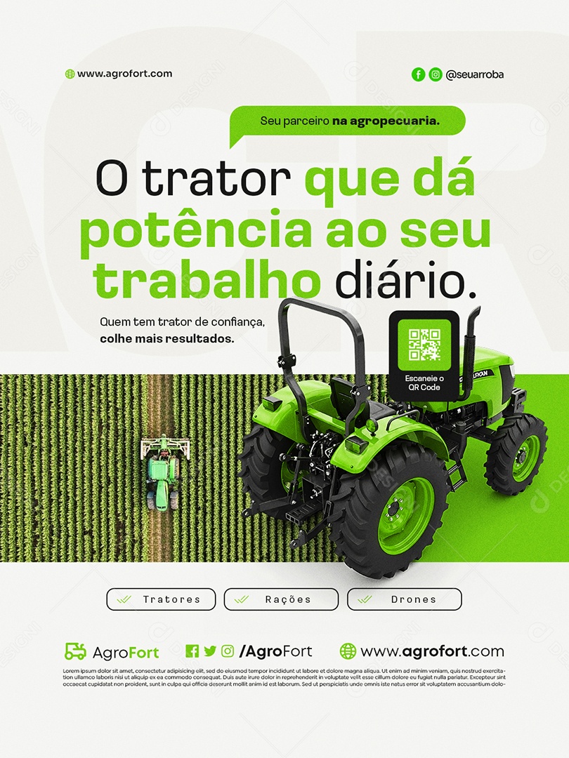 Agropecuária O Trator Que Dá Potência ao Seu Trabalho Diário Social Media PSD Editável