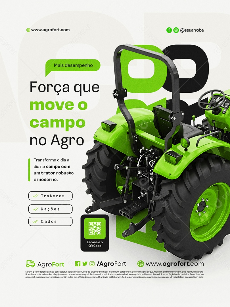 Agropecuária Força Que Move o Campo no Campo Trator Social Media PSD Editável