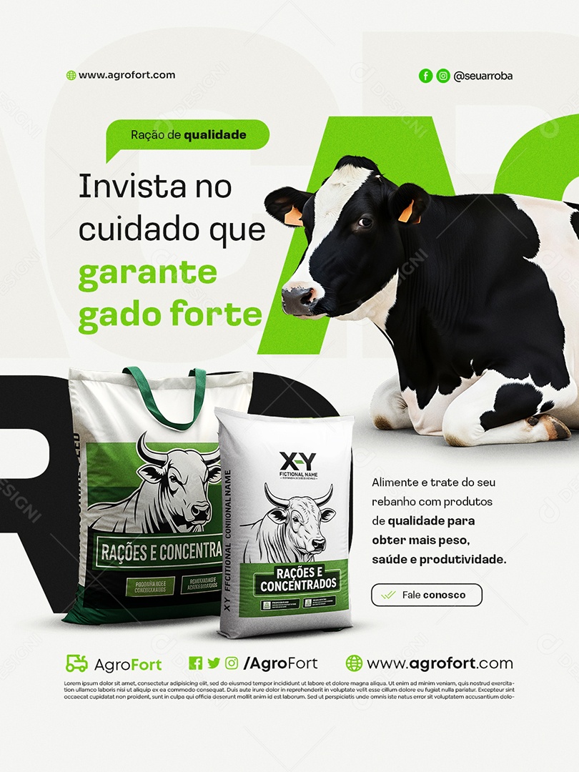 Agropecuária Invista no Cuidado Que Garante Gado Forte Social Media PSD Editável