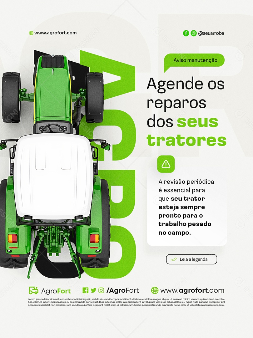 Agropecuária Agende os Reparos dos Seus Tratores Social Media PSD Editável