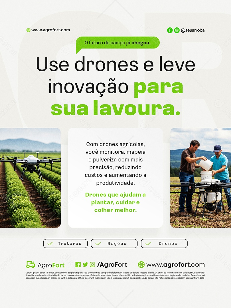 Agropecuária Use Drones e Leve Inovação para Sua Lavoura Social Media PSD Editável