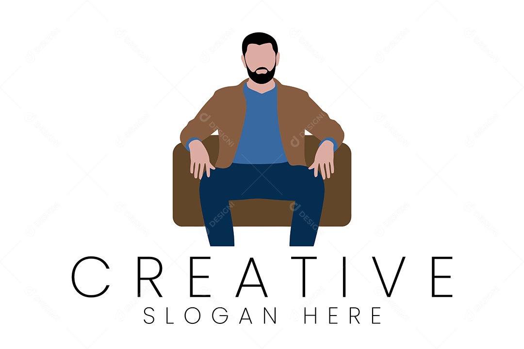 Logotipo de Homem Sentado no Sofá Ilustração Vetor EPS + AI Editável