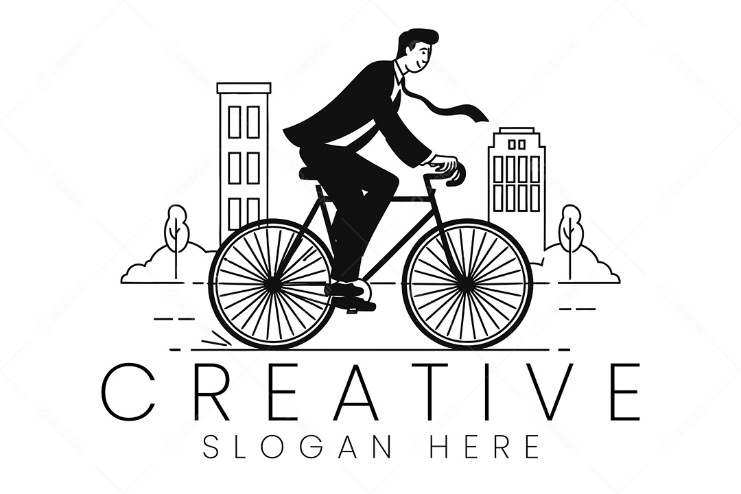 Modelo de Deslocamento Comercial de Bicicleta Logotipo Ilustração Vetor EPS + AI Editável